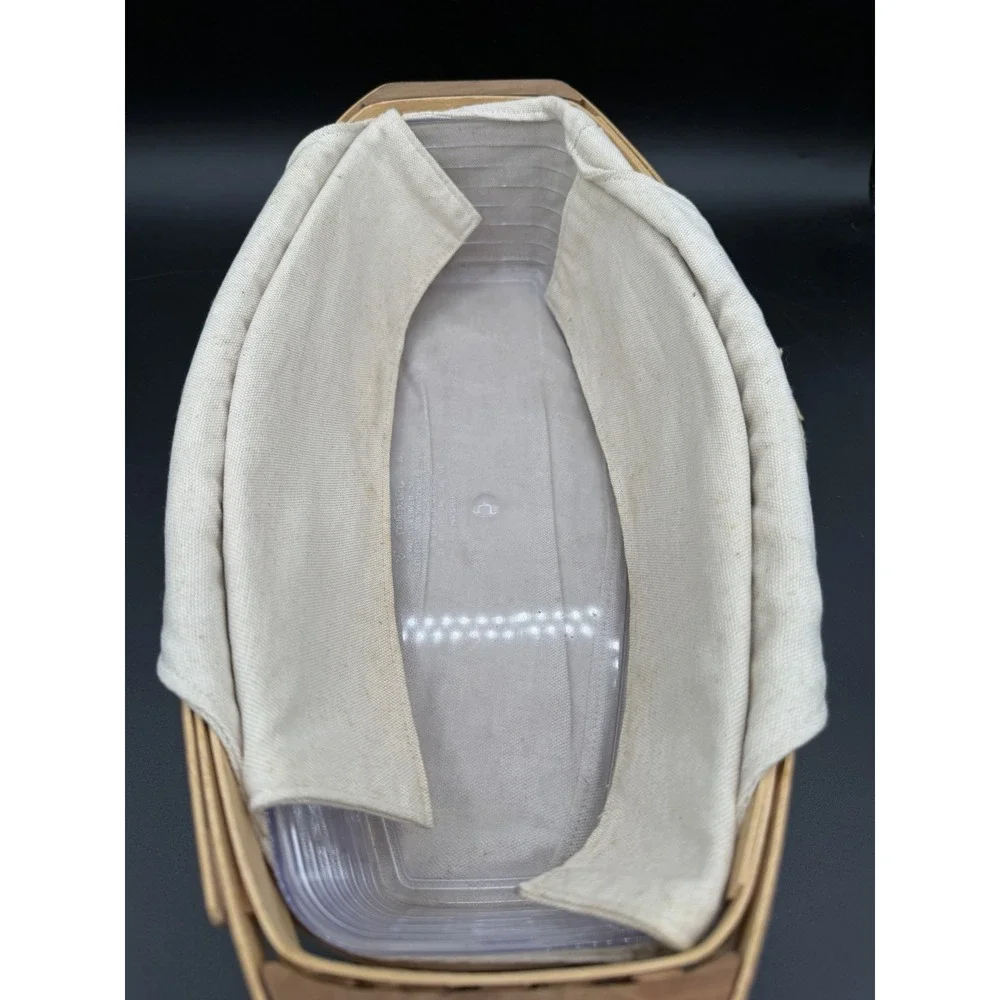 🧺Longaberger 2006 Heartwood Bread Basket–Embroidered Flax Liner & Hard Protect